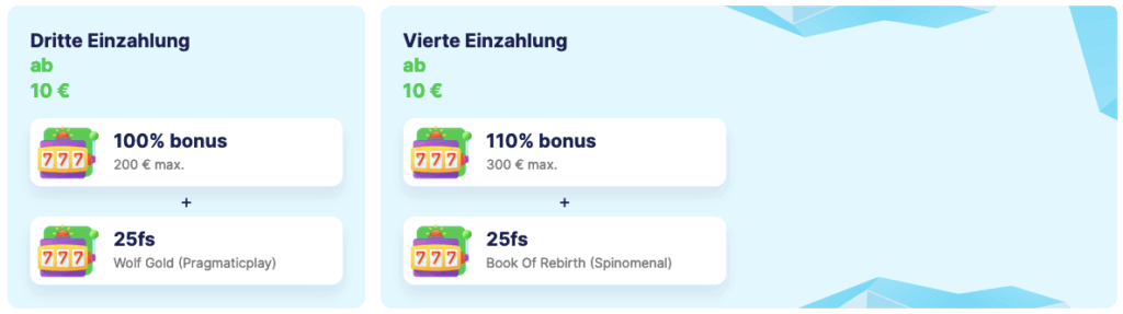 Dritter und vierter Einzahlungsbonus Ice Casino