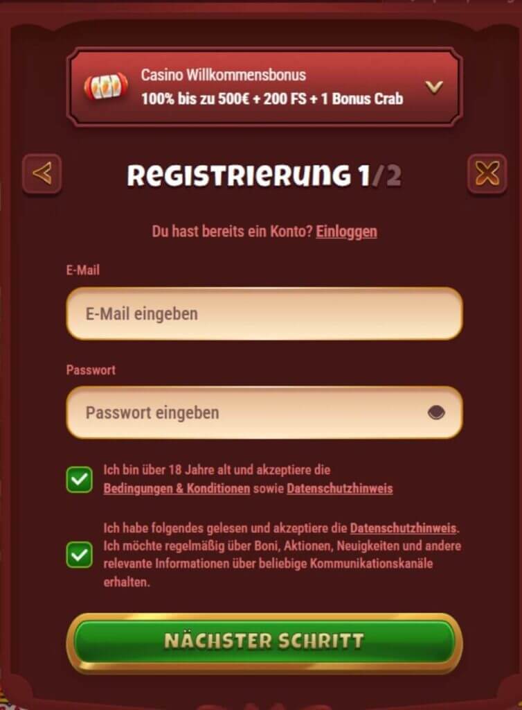 Magius Casino Registrierung