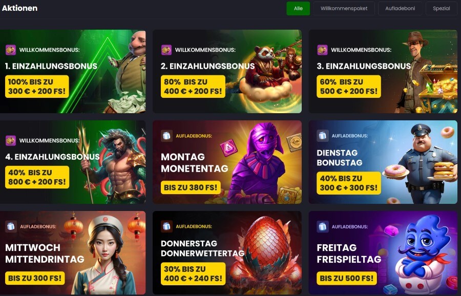 Das Bonusangebot des Asino Casino Casinos.