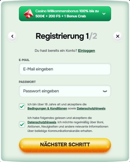 Die Casinolo Registrierung ist schnell abgeschlossen