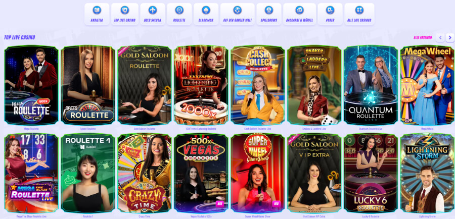 Top Live-Casinospiele im Funbet Casino