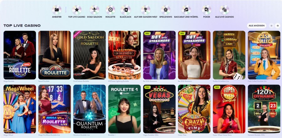 Die Live-Casino-Spiele von Jackpot Frenzy