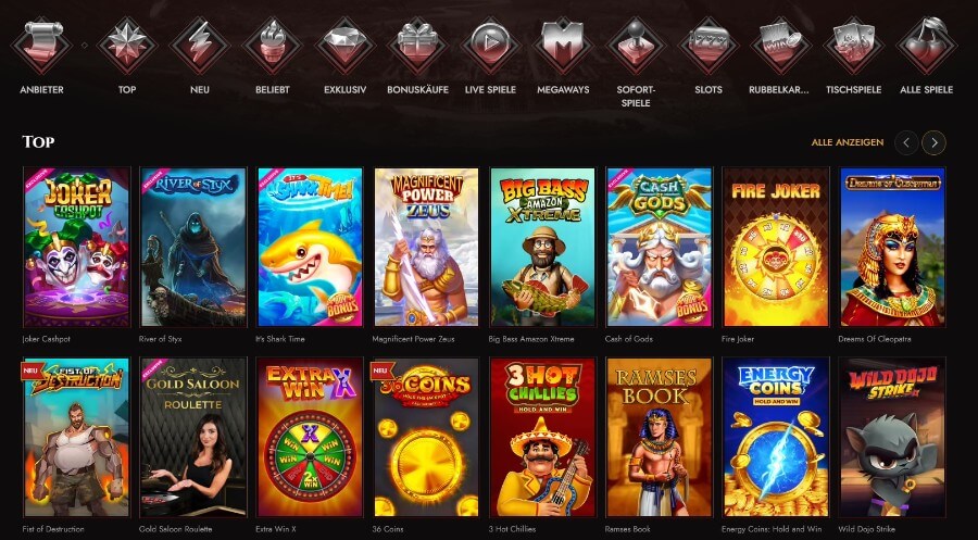 Die Legiano Casino Slots im Überblick.