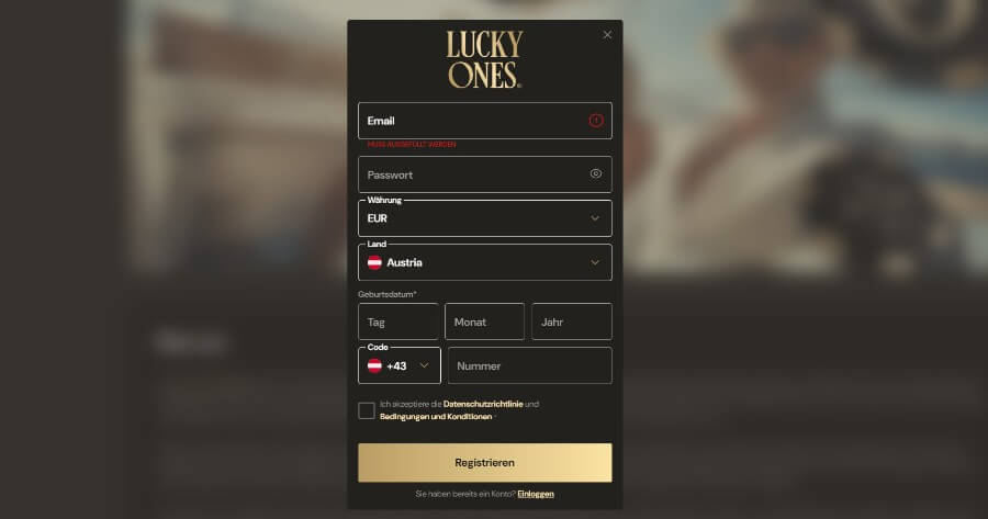 Lucky Ones Casino Anmeldung