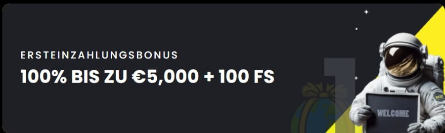 MoonWin Willkommensbonus: 100 % bis zu 5.000 € + 100 FS