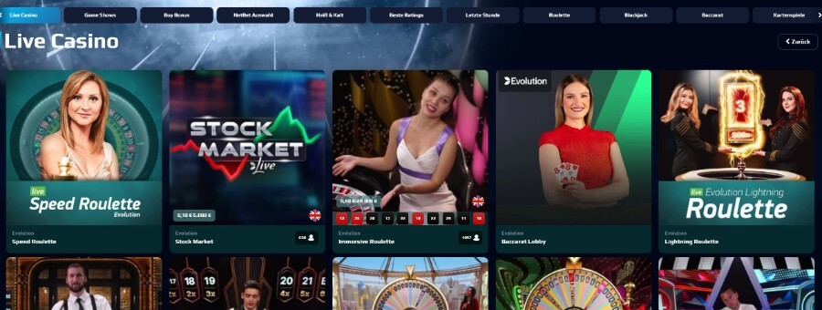 Die Live-Casino Lobby von NetBet Casino