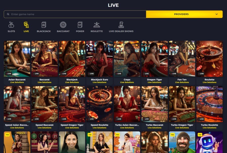 Top Live-Casinospiele im Play Moola Casino