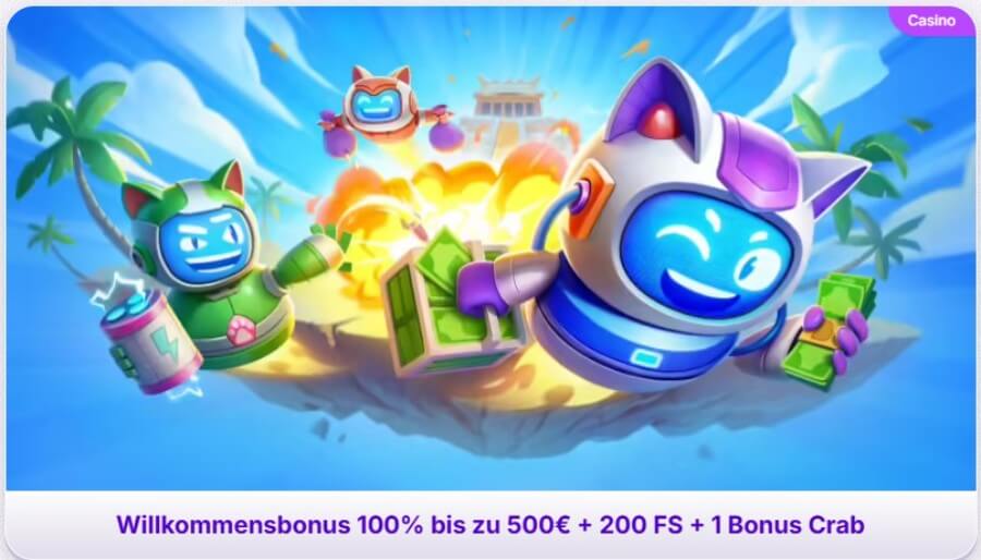 100 % bis zu 500 € und 200 Freispiele