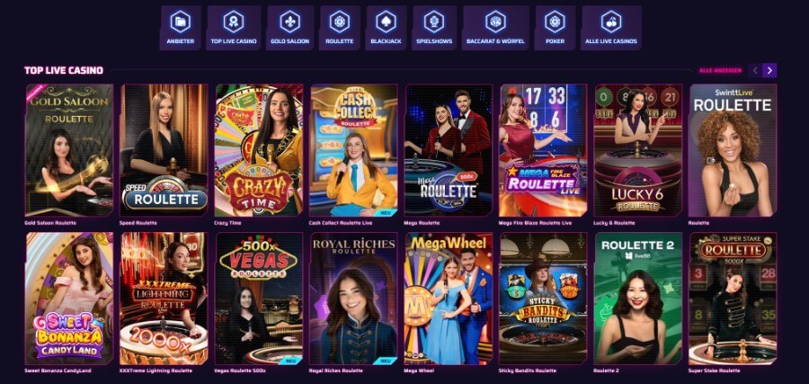 Top Live-Casinospiele im Roby Casino Casino