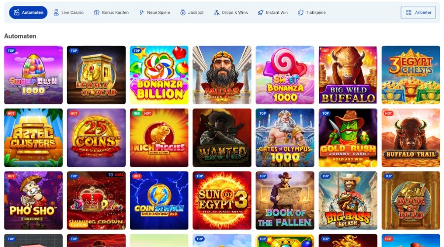 Die Rocketspin Casino Slots im Überblick.