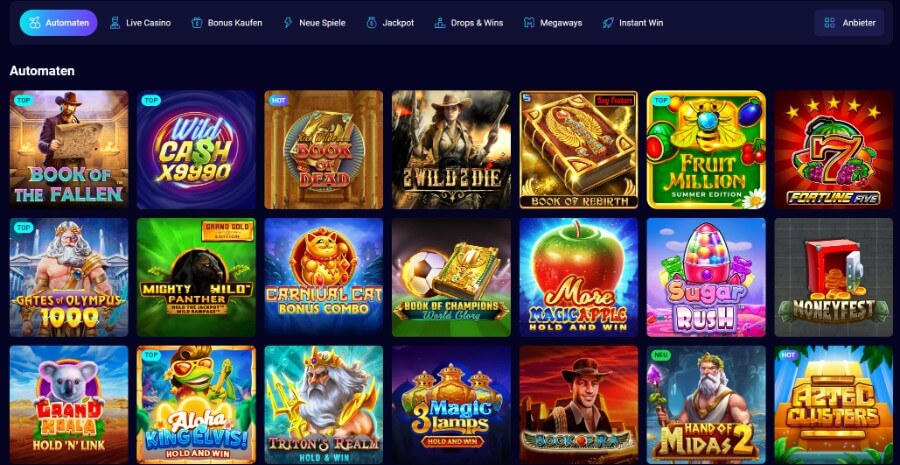 Die Spinjo Casino Slots im Überblick.