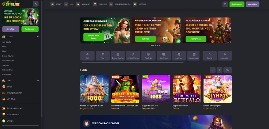 Das Spinline Casino heißt Sie willkommen