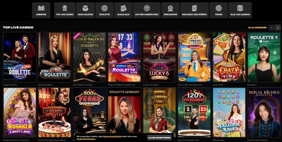 Top Live Spiele im Spinsy Casino